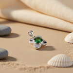 将图像加载到图库查看器中, 925 Silver Flower Pendant with Green Gemstone | Women's Jewelry