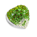 将图像加载到图库查看器中, Green Crystal Heart Brooch Pin | Women's Fashion Jewelry