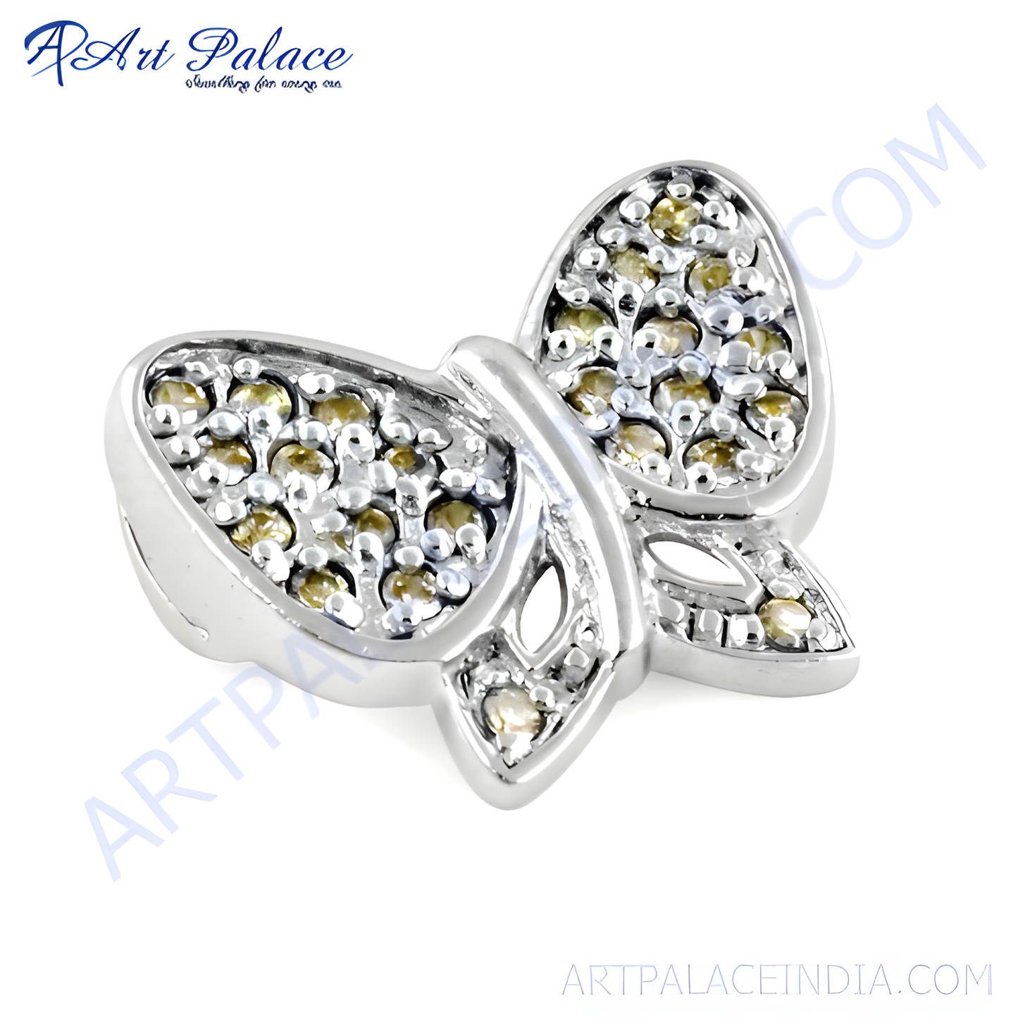 Pretty Butterfly Pitch Zirconia Gemstone Silver Pendant