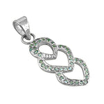 将图像加载到图库查看器中, 925 Silver Heart Pendant Necklace with Green Gemstones | Gift for Her