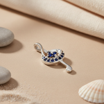 将图像加载到图库查看器中, 925 Silver Treble Clef Pendant with Blue Sapphires | Music Jewelry