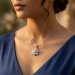 将图像加载到图库查看器中, 925 Silver Cubic Zirconia Flower Pendant | Women's Jewelry Gift