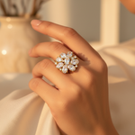 Load image into Gallery viewer, gold plating Flower Stud Earrings | Cubic Zirconia | Women's Jewelry