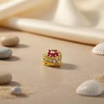 将图像加载到图库查看器中, gold plating Ruby Heart Pendant | Diamond Accents | Gift for Her