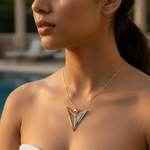 Load image into Gallery viewer, gold plating Triangle Pendant Necklace with Gemstones | Fashion Jewelry