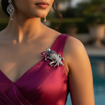 Load image into Gallery viewer, Silver Bird Brooch with Ruby Flower for Women | Gift Jewelry