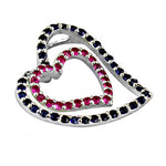 Load image into Gallery viewer, 925 Silver Double Heart Pendant with Ruby & Sapphire | Women's Jewelry