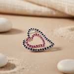 Load image into Gallery viewer, 925 Silver Double Heart Pendant with Ruby & Sapphire | Women's Jewelry