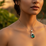 将图像加载到图库查看器中, 925 Silver Green Gemstone Pendant for Women | Gift Jewelry