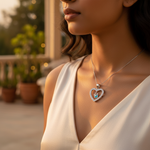 将图像加载到图库查看器中, 925 Silver Heart Pendant with CZ & Blue Stone | Women's Gift