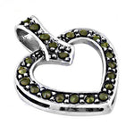 将图像加载到图库查看器中, 925 Silver Heart Pendant Necklace | Green Gemstone Jewelry