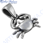 Load image into Gallery viewer, 925 sterling silver crab charm pendant with intricate detail