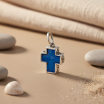 将图像加载到图库查看器中, 925 Silver Blue Stone Cross Pendant for Women | Religious Jewelry