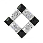 将图像加载到图库查看器中, Silver Geometric Pendant Necklace | Black Onyx Accents | For Women