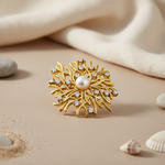Load image into Gallery viewer, gold plating Pearl & Diamond Brooch for Women | Fine Jewelry Gift