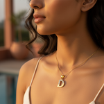 将图像加载到图库查看器中, gold plating Letter D Pendant with Cubic Zirconia | Women's Jewelry