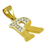 将图像加载到图库查看器中, gold plating Plated Cubic Zirconia Letter R Pendant | Gift for Her
