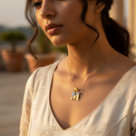 将图像加载到图库查看器中, gold plating Diamond Initial M Pendant | gold plating Letter Necklace for Women