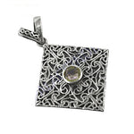 将图像加载到图库查看器中, 925 Silver Square Filigree Pendant with Green Gemstone