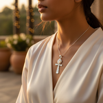 Load image into Gallery viewer, 925 Silver Ankh Pendant with Moonstone | Egyptian Jewelry
