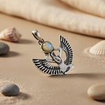 将图像加载到图库查看器中, 925 Silver Egyptian Winged Pendant for Women | Moonstone Jewelry