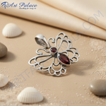 Load image into Gallery viewer, 925 Sterling Silver Floral Pendant for Women | Garnet Jewelry