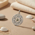 将图像加载到图库查看器中, 925 Silver Pentagram Pendant with Green Gemstone | Women's Necklace