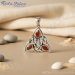 Load image into Gallery viewer, 925 Sterling Silver Celtic Knot Pendant | Red Gemstone | Women's Jewelry