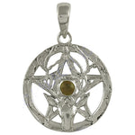 Load image into Gallery viewer, 925 Silver Pentagram Deer Pendant | Green Gemstone Jewelry
