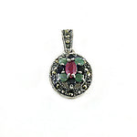 Load image into Gallery viewer, 925 Silver Ruby Marcasite Pendant for Women | Gemstone Jewelry