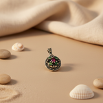 Load image into Gallery viewer, 925 Silver Ruby Marcasite Pendant for Women | Gemstone Jewelry