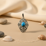 Load image into Gallery viewer, 925 Silver Turquoise Marcasite Pendant for Women | Art Deco Jewelry