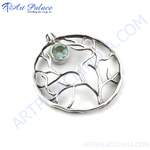 Load image into Gallery viewer, 925 sterling silver tree of life pendant with a round gemstone center.