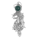将图像加载到图库查看器中, 925 Silver Dragon Pendant with Green Gem | Unique Jewelry for Men