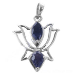 将图像加载到图库查看器中, 925 Silver Iolite Lotus Pendant Necklace | Women's Jewelry Gift