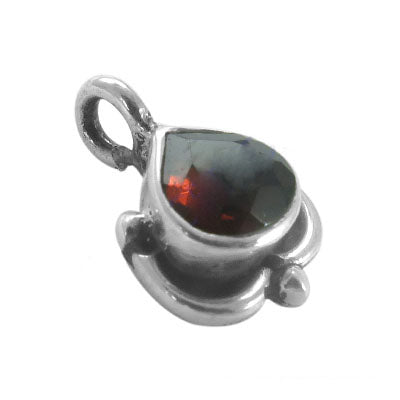 925 silver garnet teardrop pendant | women's gemstone jewelry