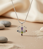 Load image into Gallery viewer, 925 Silver Chakra Lotus Pendant Necklace for Women | Yoga Gift