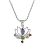 Load image into Gallery viewer, 925 Silver Chakra Lotus Pendant Necklace for Women | Yoga Gift