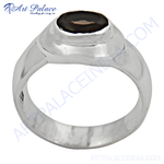 Load image into Gallery viewer, Sterling silver men's ring with a dark brown oval stone, classic design.