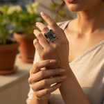 Load image into Gallery viewer, 925 Silver Smoky Quartz Ring | Square Stone | Women's Jewelry