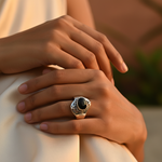 Load image into Gallery viewer, 925 Silver Onyx Ring for Men | Black Stone Ring | Gift