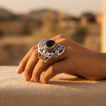 Load image into Gallery viewer, 925 Silver Garnet Ring for Women | Statement Jewelry