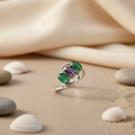 Load image into Gallery viewer, 925 Silver Emerald & Sapphire Ring for Women | Gemstone Jewelry