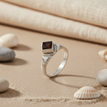 Load image into Gallery viewer, 925 Silver Square Stone Ring | Men's Statement Jewelry