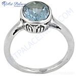 Load image into Gallery viewer, Sterling silver ring with a light blue aquamarine gemstone center