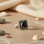 将图像加载到图库查看器中, 925 Silver Onyx Ring for Women | Square Stone Jewelry