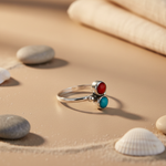 Load image into Gallery viewer, 925 Silver Ring with Red & Blue Gemstones | Women's Ring