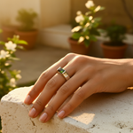 Load image into Gallery viewer, Silver Ring with Green Gemstone | Men's Fashion Jewelry