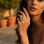 Load image into Gallery viewer, 925 Silver Green Gemstone Ring for Women | Statement Jewelry
