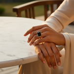 Load image into Gallery viewer, 925 Silver Onyx Ring for Men | Black Gemstone Ring